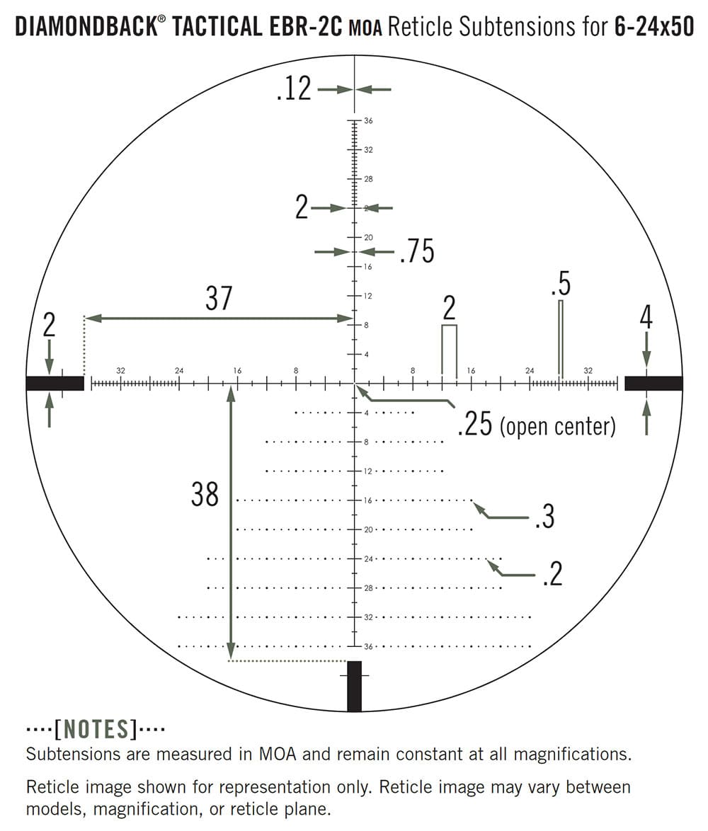 Absehen Vortex Diamondback Tactical 6-24x50 EBR-2C FFP MOA