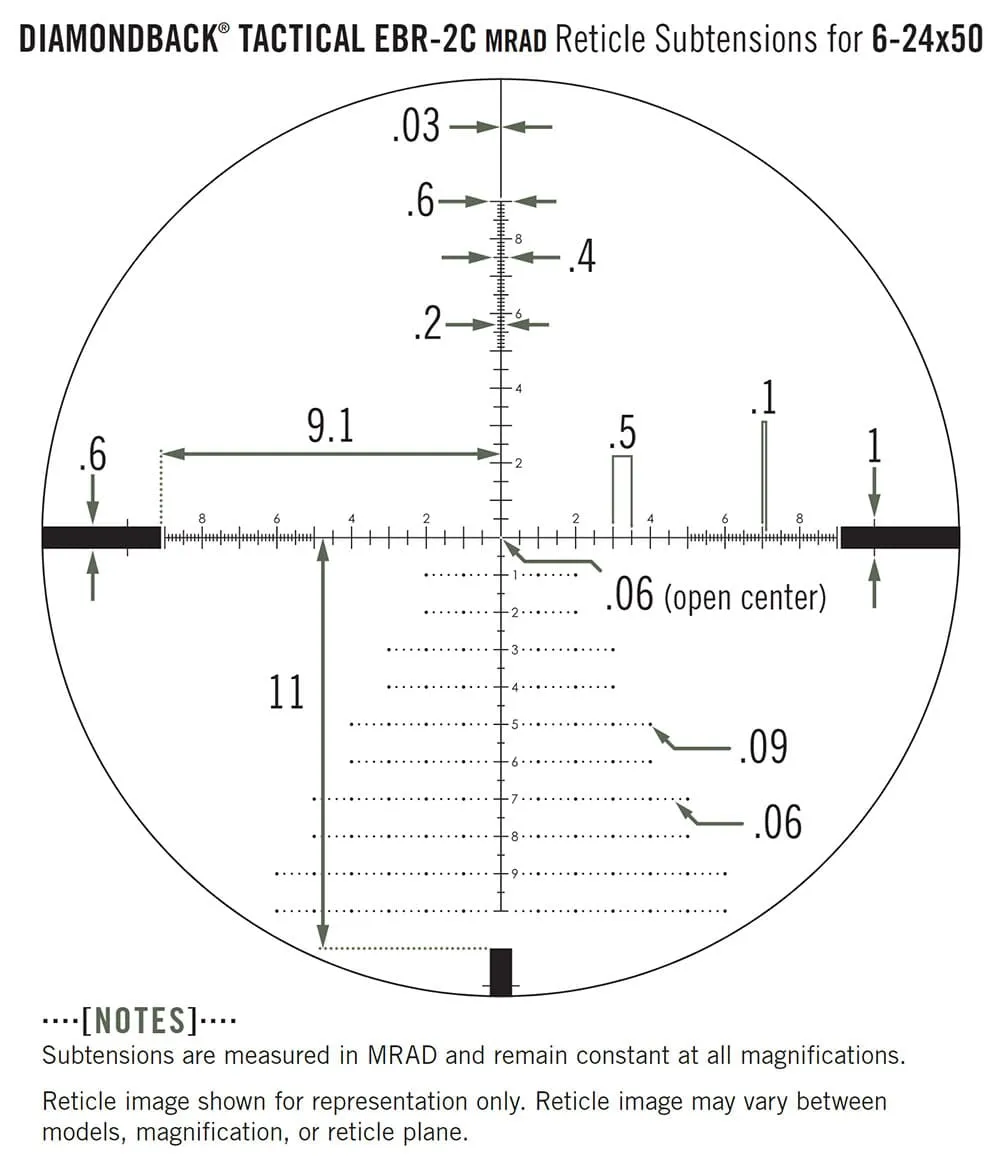 Absehen Vortex Diamondback Tactical 6-24x50 EBR-2C FFP Mrad