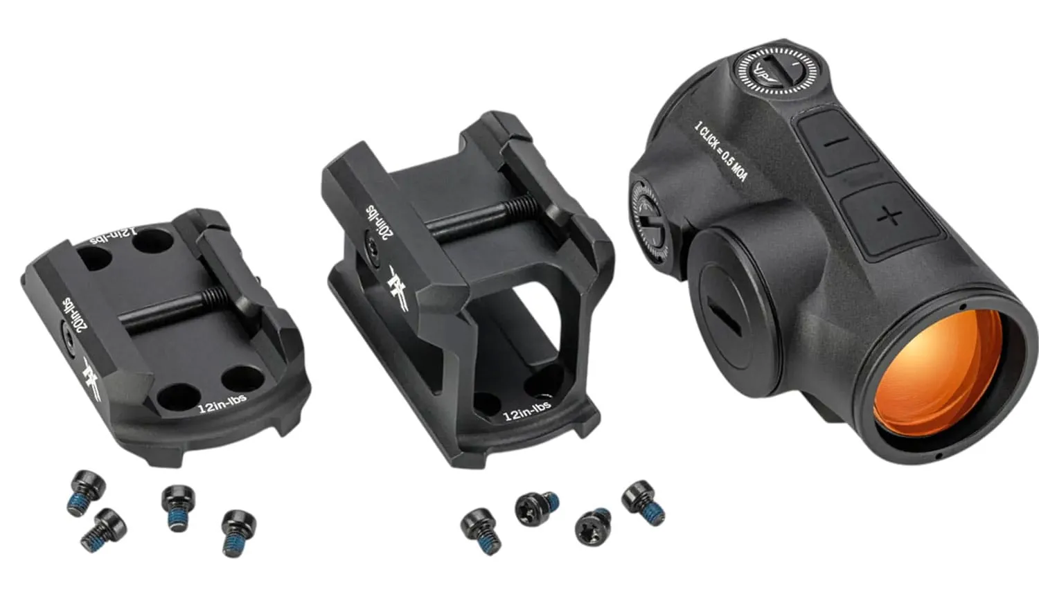 CROSSFIRE II Rotpunktvisier 2 MOA Red Dot Abbildung des Multi-Height und Low Mount System
