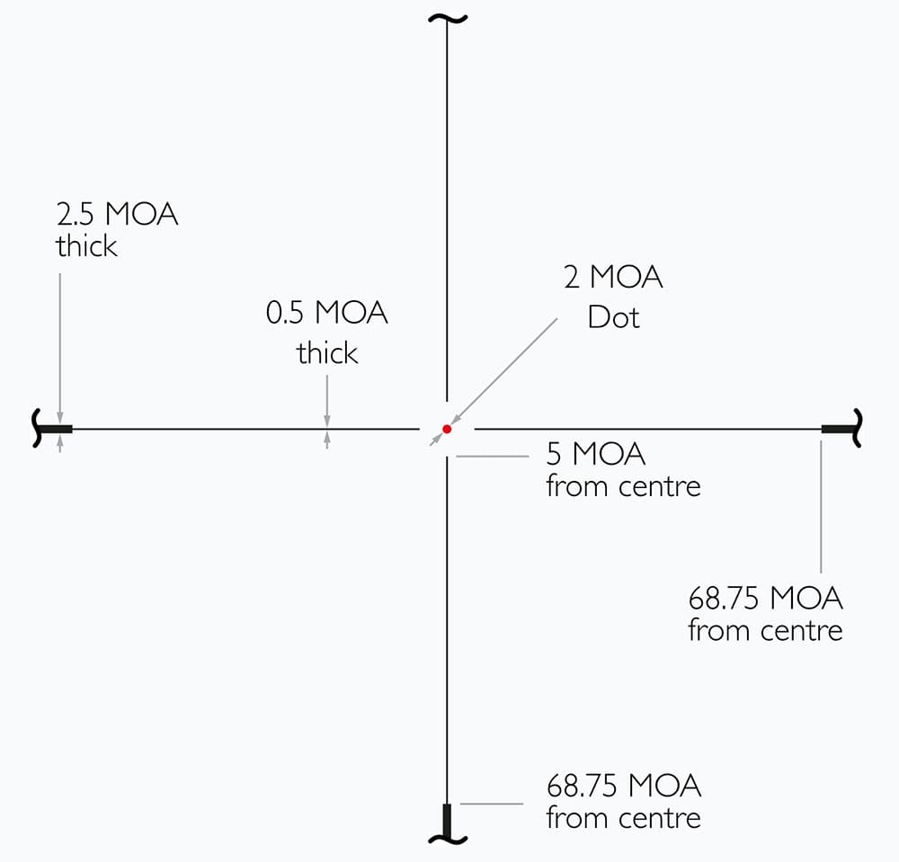 Absehendetails Hawke Vantage HD 30 3-12x56 mit L4A 2 MOA Dot Leuchtpunktabsehen gross 14355