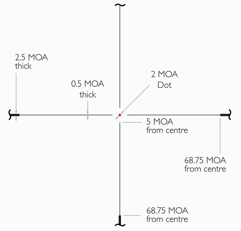 Absehendetails Hawke Vantage HD 30 3-12x56 mit L4A 2 MOA Dot Leuchtpunktabsehen gross 14355